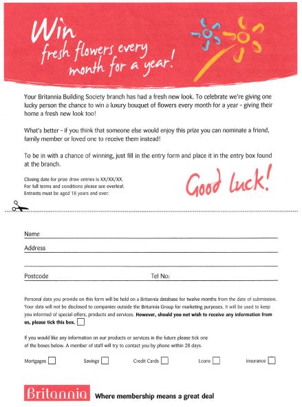 Branch competition entry form.