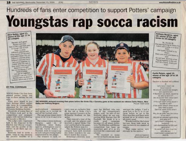 Press Coverage for Kick Racism Out if Football.